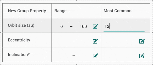 Screenshot of Editable Table